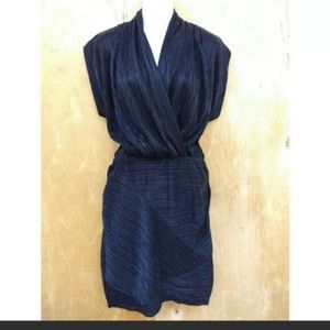 Rachel Roy black spliced ribbed sleeveless mini cocktail dress small